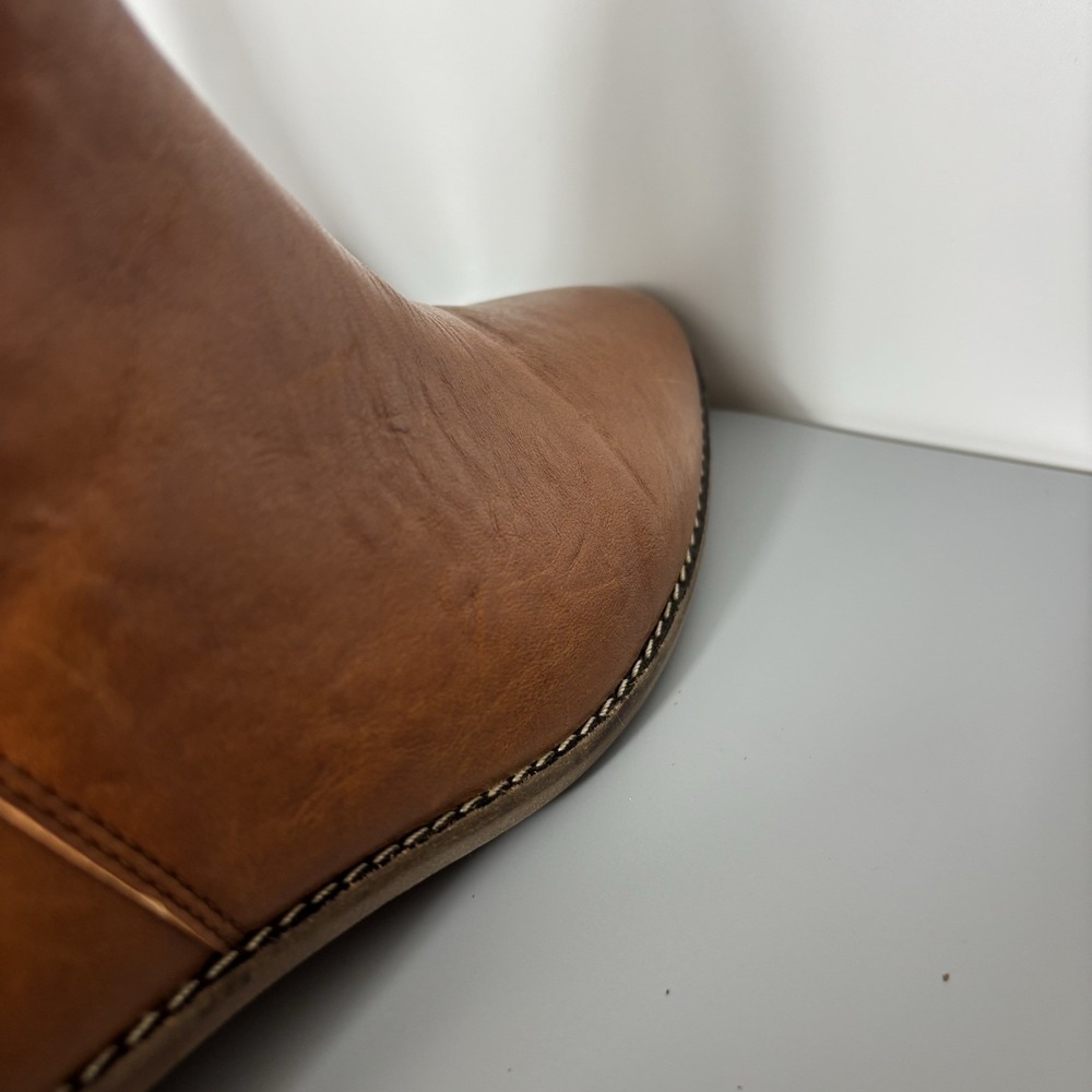 Lucky Brand Letrica Leather Ankle Boots Brown Side Zip Low Heel Women 8M - Picture 7 of 10